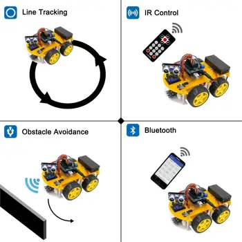 10set/lot LAFVIN Smart Robot Car Kit include R3 board, Ultrasonic Sensor, Bluetooth Module for Arduino for UNO with Tutorial 2