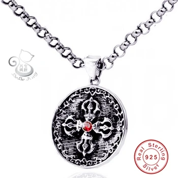 

Fashion Shape Round Pendant Necklace For Men Male Classic Rope Chain Punk Statement Chain Genuine 925 Silver Fine Jewelry