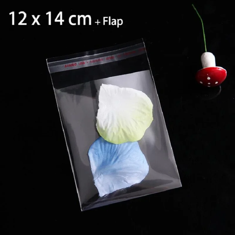

100pcs 12cm x 14cm Transparent Food Packaging Bags for Candy Cookie Cake 4.72" x 5.51" Crystal Clear Self Adhesive Plastic Bags