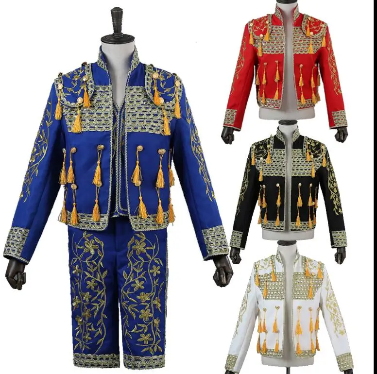 

2019 NewMen's clothing stage European court singer costumes personalized embroidery tassel three-piece suits