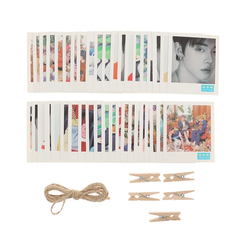

Kpop LOMO Cards TXT YEONJUN SOOBIN BEOMGYU TAEHYUN HUENING KAI Photo Cards LOMO 40Pcs/Set Small Cards With Clips And Rope