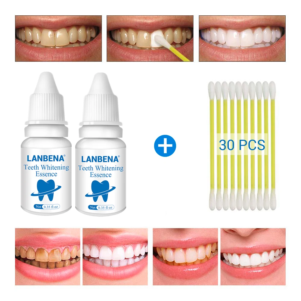 2PCS LANBENA Teeth Whitening Essence Powder Oral Hygiene Cleaning Serum