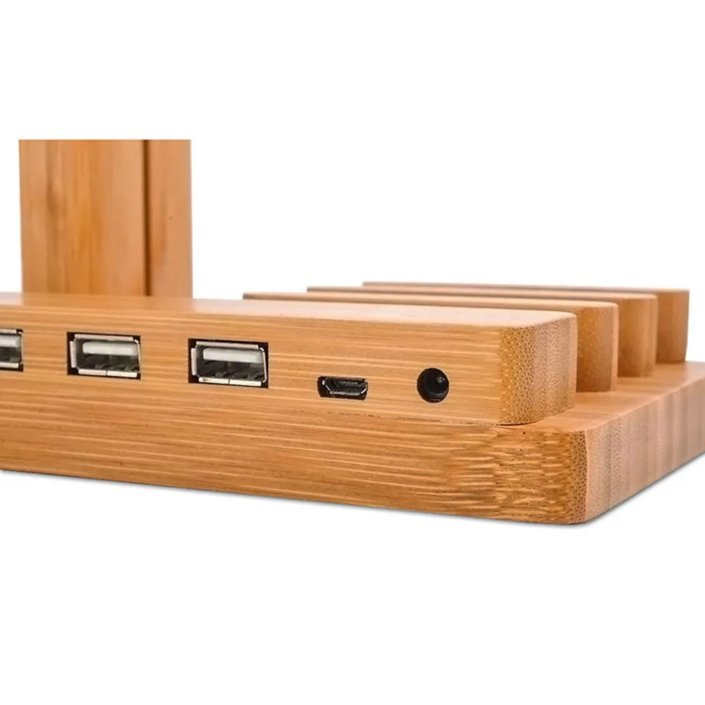 Модный многофункциональный бамбуковый usb зарядная док-станция для телефона, планшета, держатель для Apple Watch, держатель телефона