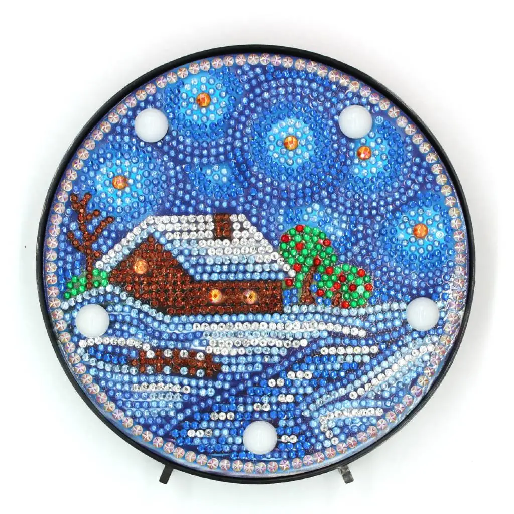 

Meian Winter House Christmas Custom Diy Diamond Painting Led Lamp Night Light In The Living Room Adhesive Sticker