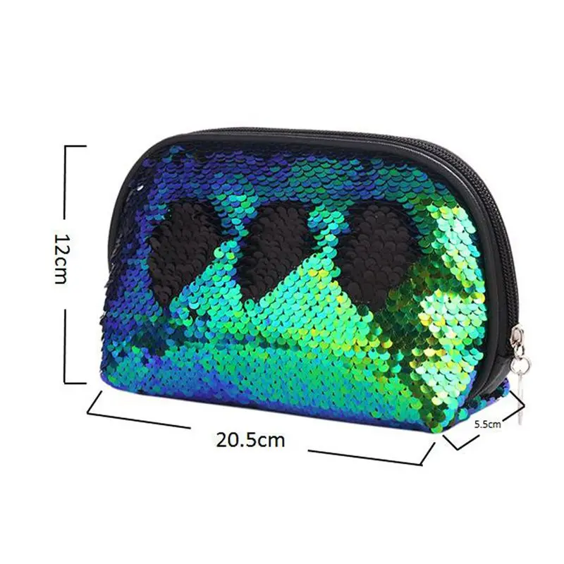 Новая мода Русалка блесток Карандаш Чехол косметический макияж монета мешок хранения молнии кошелек Популярная Косметика Сумки
