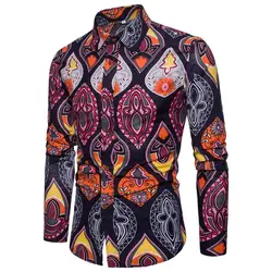 Новая брендовая одежда 2018 Модная рубашка мужская льняное платье рубашки Slim Fit с отложным воротником мужская гавайская рубашка с длинными