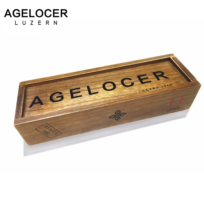 

AGELOCER Original Wooden Case Dress Men Women Rectangle Shape Original Watch Box Wood Gift Boxes