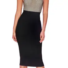 Женские летние одноцветные офисные вечерние юбки для девушек, высокая талия, одноцветная облегающая сексуальная юбка-карандаш средней длины с молнией сзади