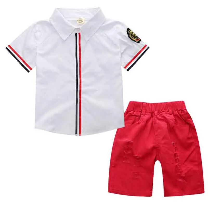2018 Hot children clothing set boy cotton T-shirt short pants children set boys summer cartoon clothing suits 2 color YAA066