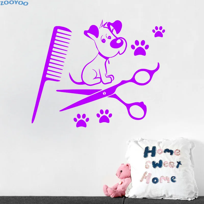 

ZOOYOO Pets Salon Wall Sticker Dogs Wall Decals Paw Prints Wall Decor Vinyl Art Murals Decoration For Nursery Baby Kids Room