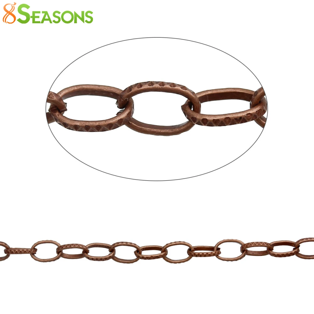 

8SEASONS Link Cable Chain Findings Textured Oval Antique Copper 8mm( 3/8") x 5mm( 2/8"), 1 M Hot new