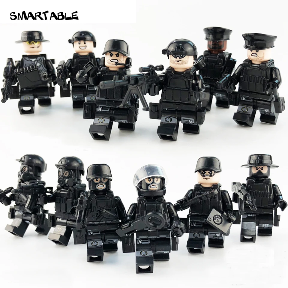 

Smartable 12pcs SWAT Figures &Weapon &Bulletproof Vests&Mask Building Block Toys Set For Boy Compatible Legoing Figure Military