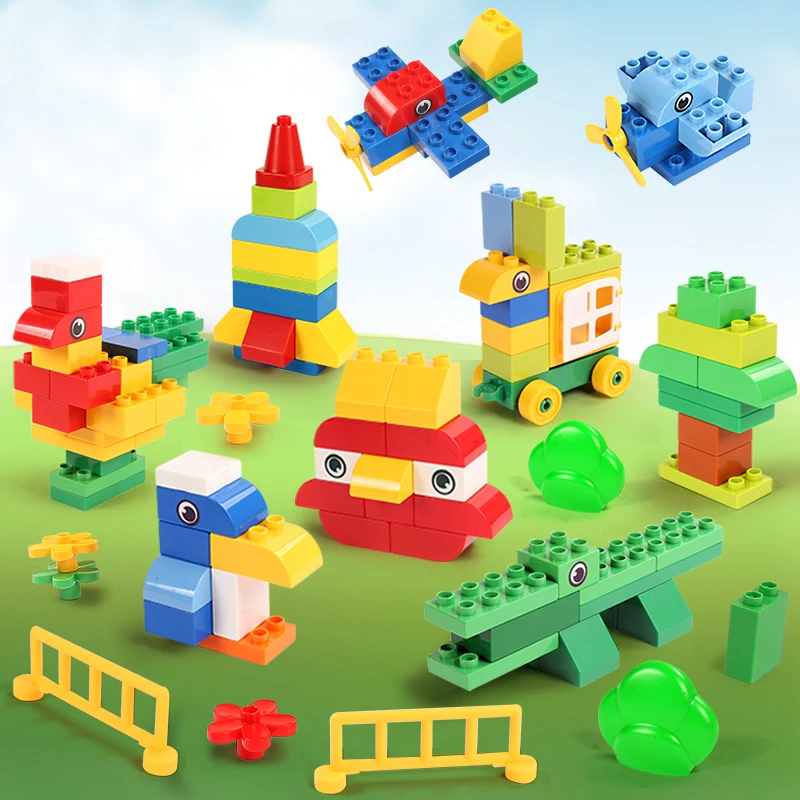 

125pcs Animals duploe Building Blocks Toys Compatible with Duploed Plastic Block Big Size Bricks