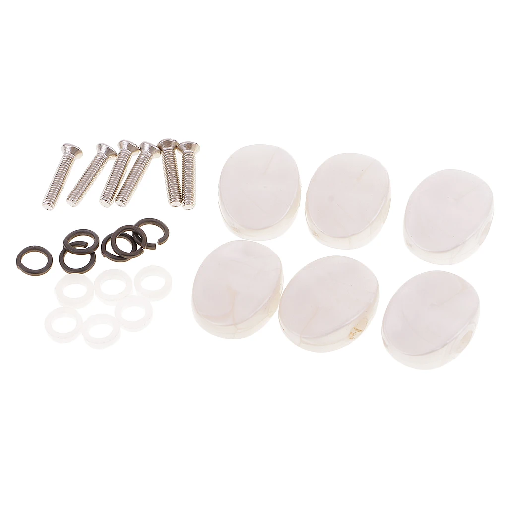 Set of 6 Pieces Tuning Peg Tuning Key Button Cap Machine Heads for Acoustic Electric Guitar Parts