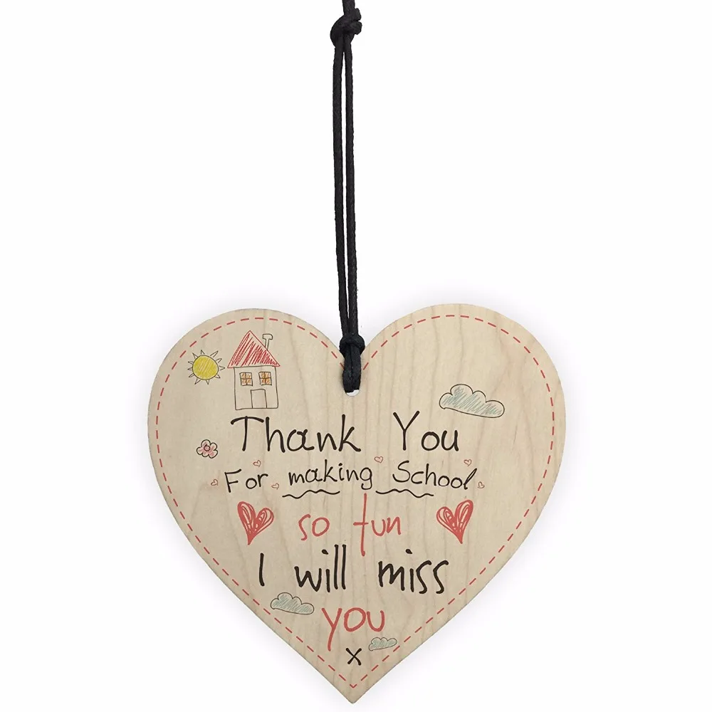 

Meijiafei Teacher Leaving Nursery School Thank You Sign Wooden Hanging Heart Sign End of Term Plaque Present