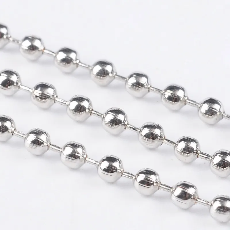 Pandahall 100 м/рулон железных несварных шариковых цепочек для рукоделия изготовления ювелирных изделий, браслетов и ожерелий; на катушке, бусина: 2,4 мм F80