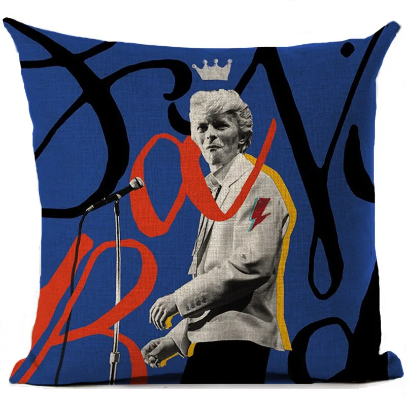 Наволочка для подушки Rock David Bowie льняная наволочка диванной в стиле рок н ролл