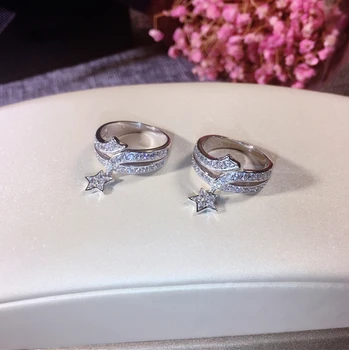 

High Quality 100% 925 Sterling Silver Sparkling Star Dazzling CZ Finger Rings for Women Engagement Jewelry Best Quality Hot Sell