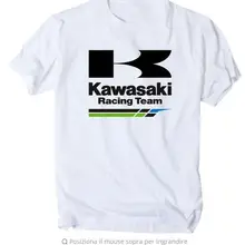 Новинка года; хлопковая футболка с короткими рукавами для мотогонок Kawasaki; цвет белый, серый, черный