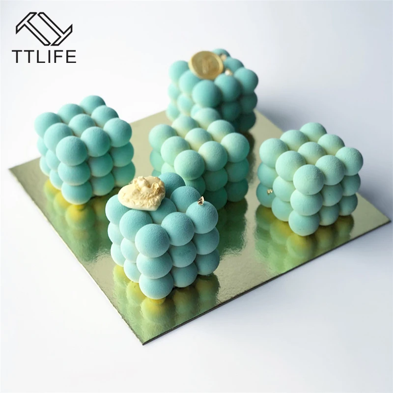 

TTLIFE New Arrival White Silicone 6 even Rubik's Cube Silicone Cake Mould Solid Cube Silicone Mousse Moulds Cake Tools