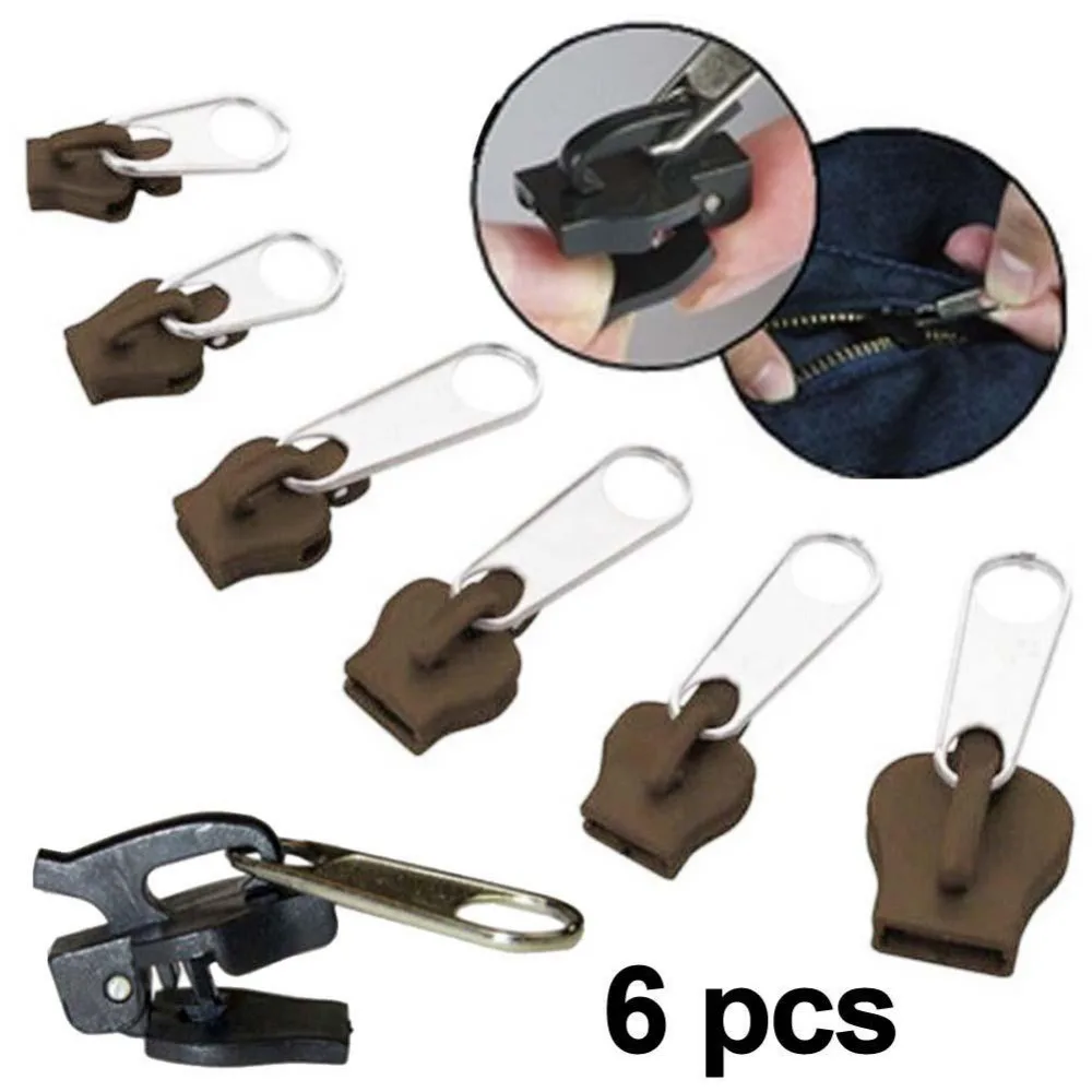6Pcs Fix A Zipper Zip Slider Rescue Instant Repair Kit Replacement Replacement slider zipper fix zipper pull black metal