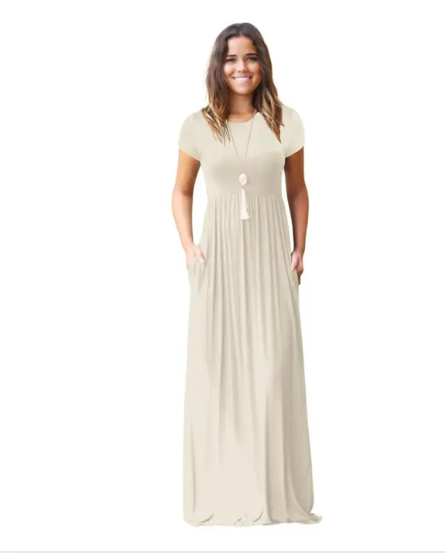 

Short Sleeve Long Solid Dress