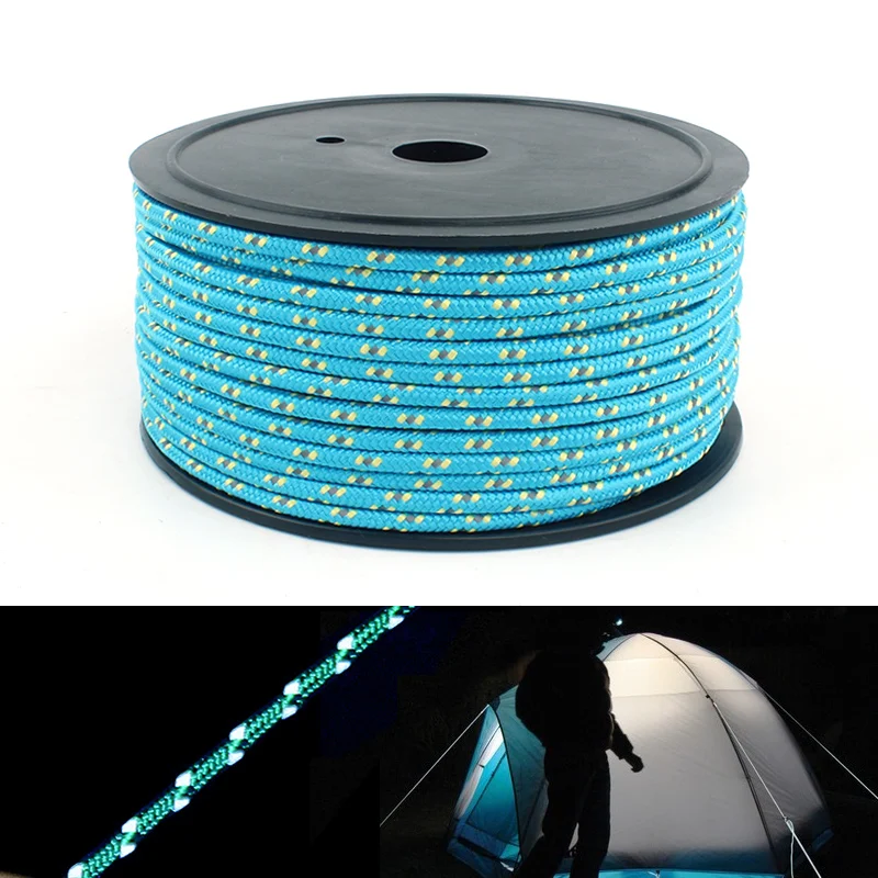 

5MMx10M/20M/50M Blue Reflective Guy Line Cord Outdoor Camping Canopy Tent Paracord Rope