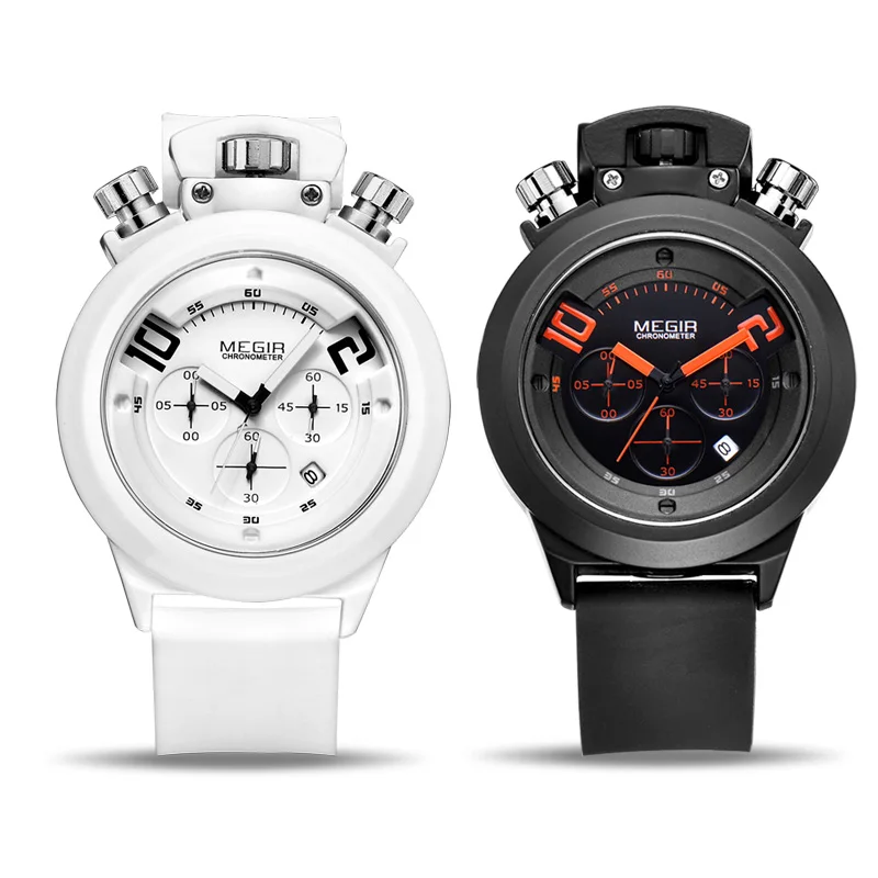 MEGIR, оригинальные военные часы, аналоговый дисплей, хронограф, спортивные часы, мужские часы, силиконовые наручные часы, Relogio Masculino 2004