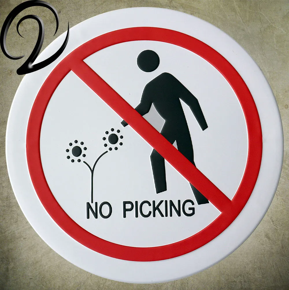 No Picking Vintage Tin Plates 30cm Shabby Chic Metal Plaques Bar Pub