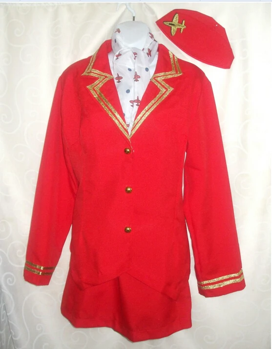 

ZT8653 air hottest dress red air hottest fancy dress costume Ladies Sexy Red stewardess Halloween Sexy Party Women Costume