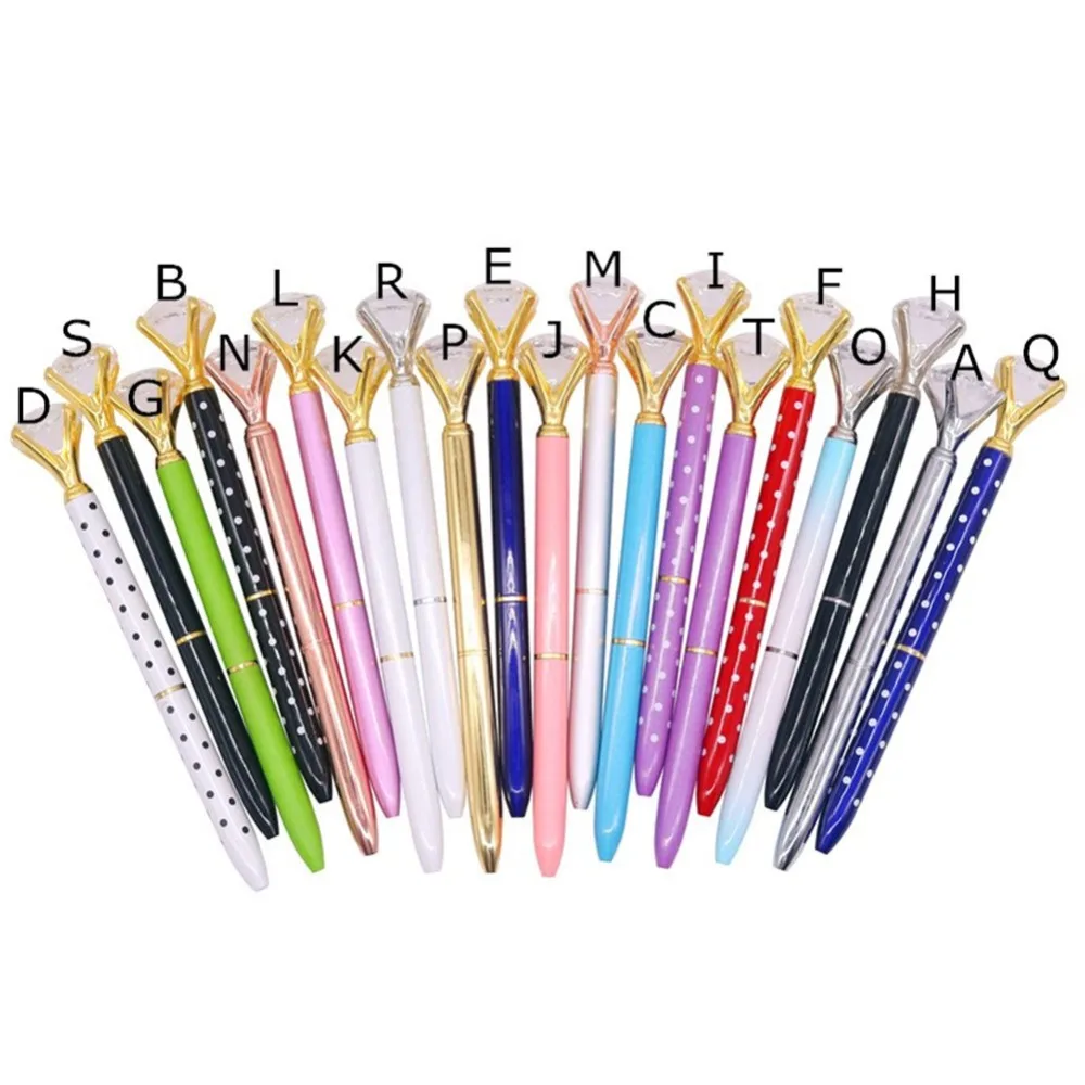 Como a Beleza Pçs de Metal Cristal Caneta Bolacha Diamante Esferográfica 0.7mm Azul Escrita Estudante Escola Presente Bola 40 16 Canetas esferográficas