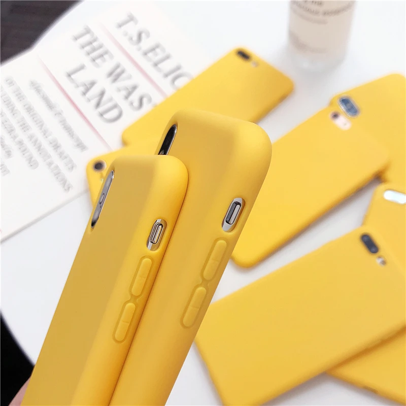 Простой чехол LOVECOM лимонно-желтого цвета для iPhone 11 Pro Max XS Max XR 6 6s 7 8 Plus X милый мягкий ТПУ чехол для задней панели телефона в подарок