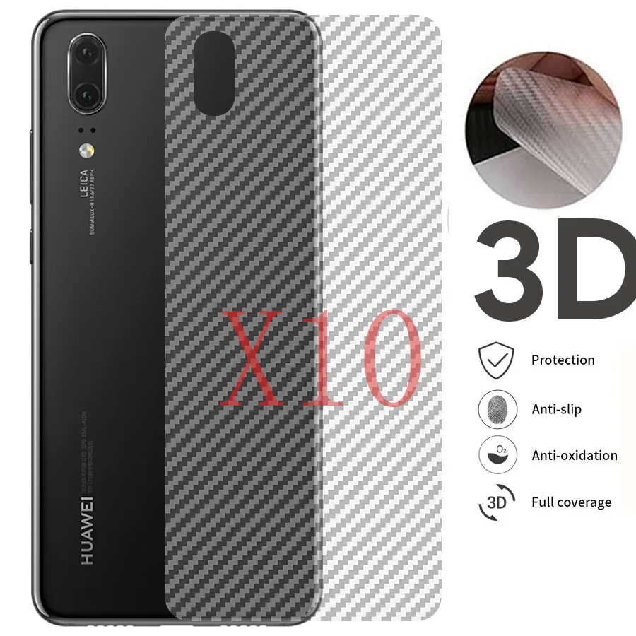 10 шт./лот 3D углеродное волокно защита для задней панели экрана Huawei Mate 20 P20 P10 Pro Lite