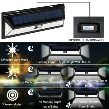 

118 LED Solar Lights Outdoor Motion sensor Night security wall lamp Energy saving Garden Light Front door Yard Waterproof