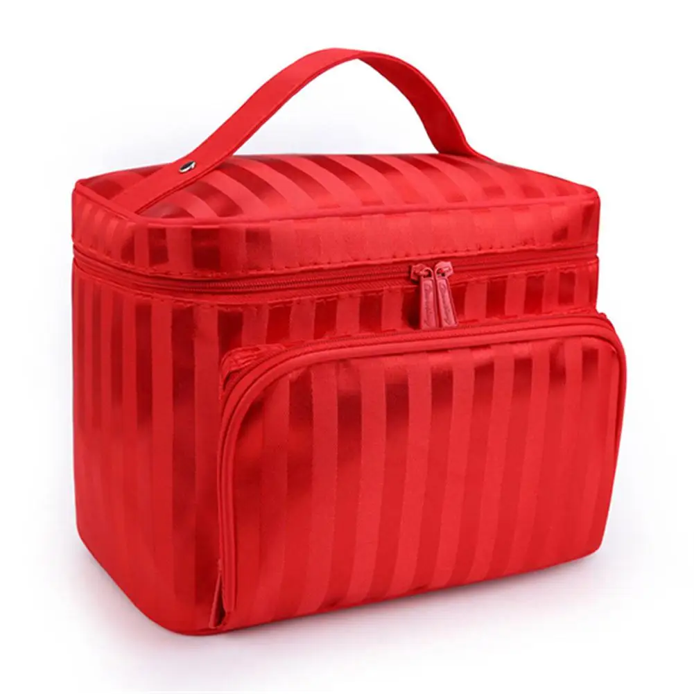 Yfashion Waterproof Striped Cosmetic Bag Large Capacity Makeup Storage Case Wash Bag for Travelling