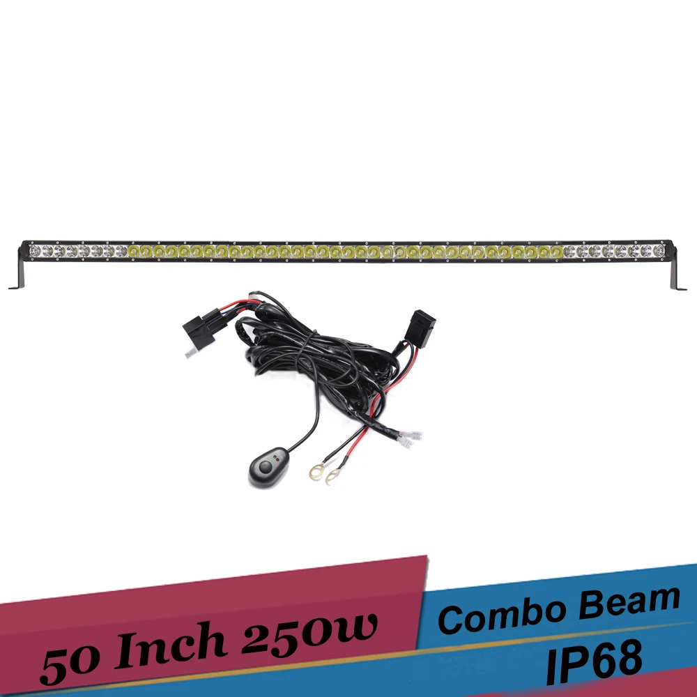 50'' 250W Combo LED Light Bar Offroad 4x4 AWD Pickup Suv Truck Tractor Driving Work Light  for Jeep TJ Hummer H3 Toyota Prado