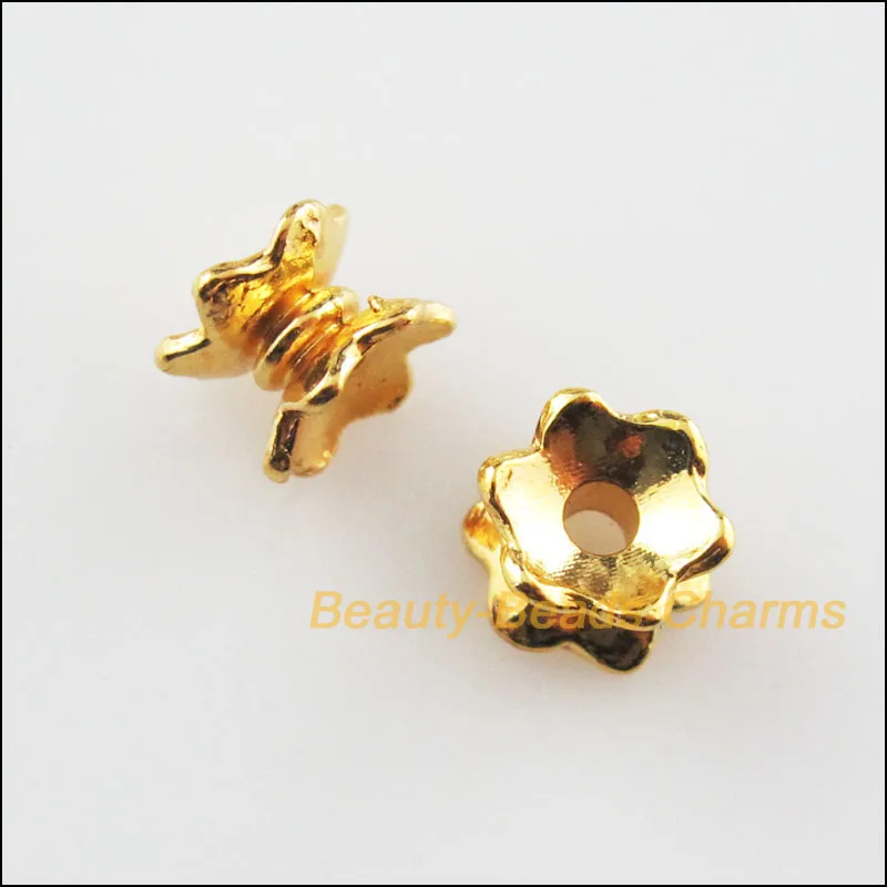 

New 30Pcs Gold Color Flower End Bead Caps Connectors 5x7mm