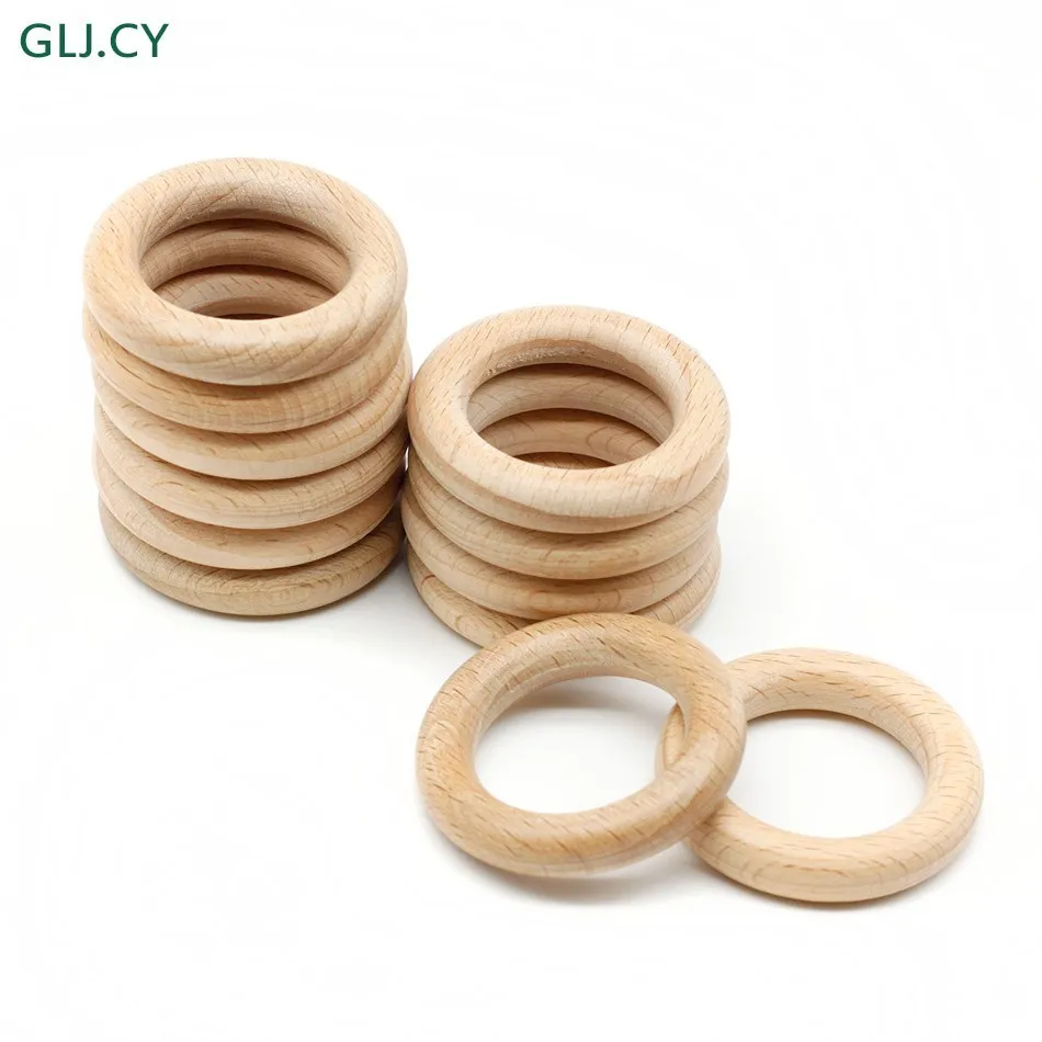 

5pcs 40mm Beech Wooden Baby Teething Rings Teether Toy DIY Accessories For 3-12 Month Infants Tooth Care Products