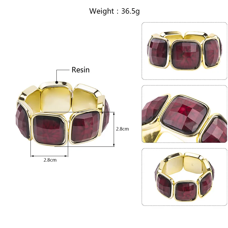 Classic Resin Cuff Fashion Bracelets Bangles for Women Stretch Colourful Acrylic Gold Metal Bracelets Female Charm Gifts Jewelry (5)