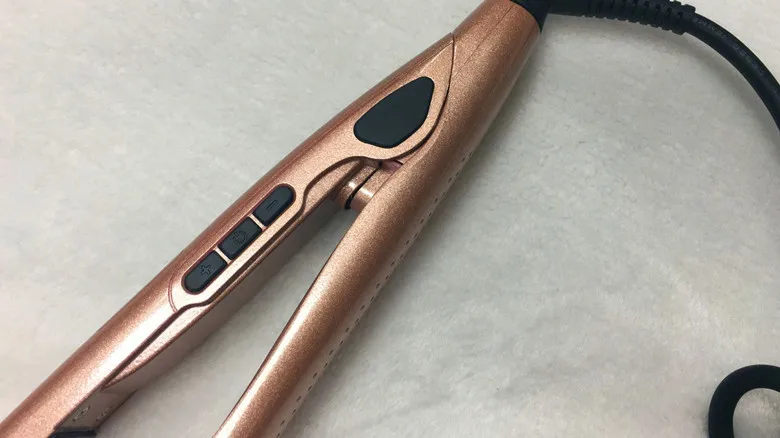 Profession Rose gold hair straightener Titanium alloy material panel Straight iron Rapid heating 2 in 1 perm tool 110-220v