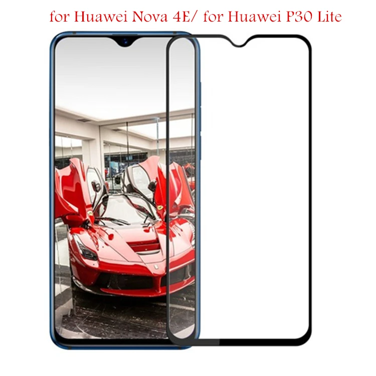 

for Huawei P30 Lite/ Nova 4E Tempered Glass Screen Protector Black Protective Film Anti-Scratch for Huawei Nova 4E