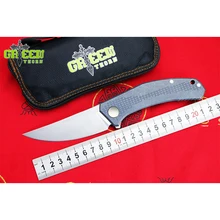 Green thorn JEANS Flipper folding font b knife b font m390 steel TC4 Titanium handle outdoor