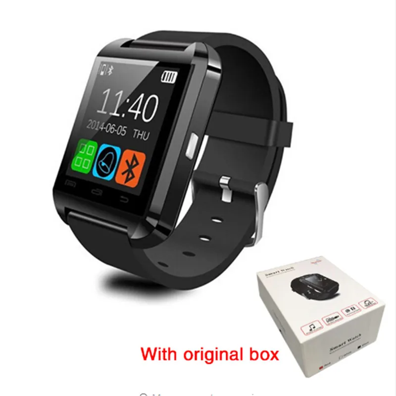 Смарт-часы с Bluetooth, Смарт-часы U8 для iPhone, IOS, Android, смарт-телефон, часы, носимое устройство, умные часы PK DZ09 Q18 - Цвет: Black with box