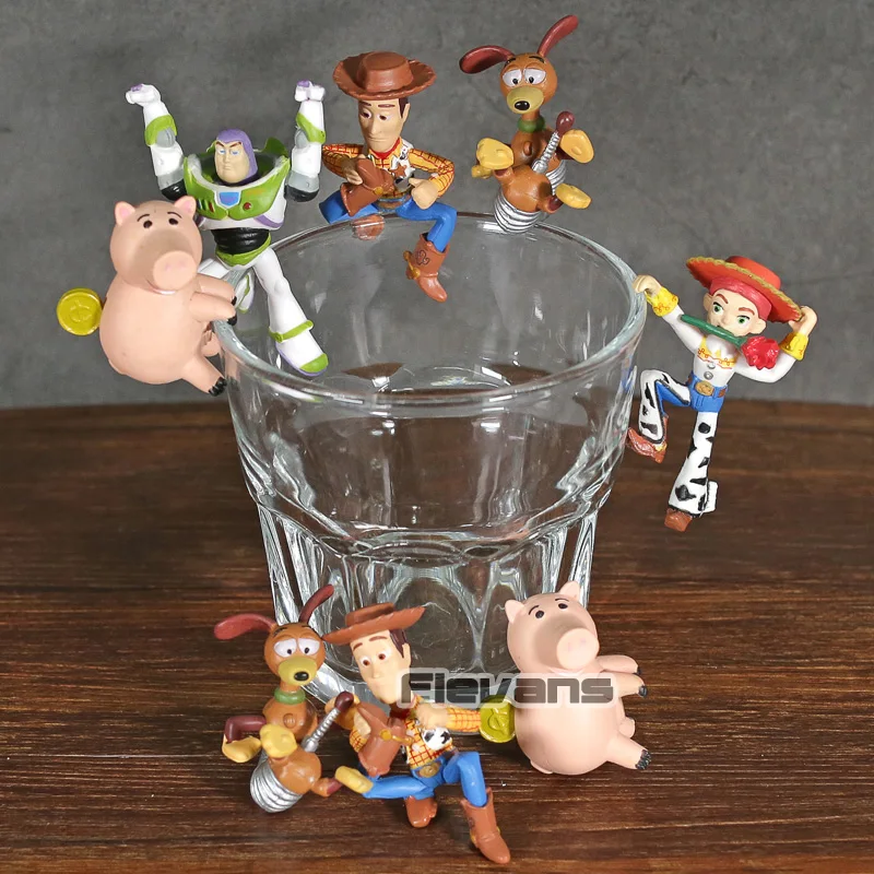 

PUTITTO Toy Story Woody Buzz Lightyear Jessie Alien Rex Lotso Hamm Slinky Dog Mini PVC Figures Cup Toys 5pcs/set