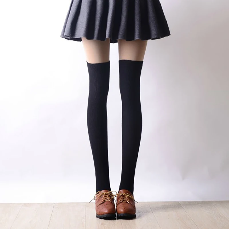 8 Colors Autumn Cotton Stockings Knee High Stockings Black Long Piles