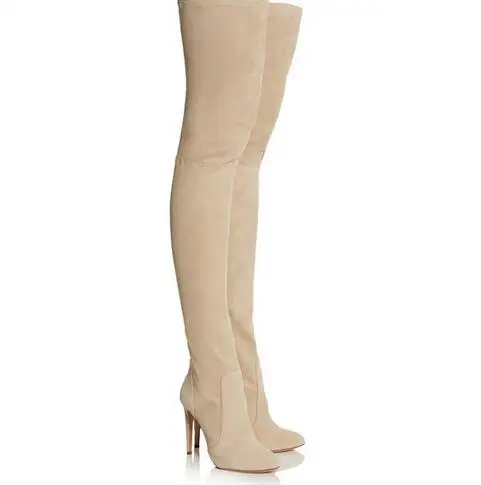 Muslo As Showed as Altas Sexy Punta Más Para Tacón Beige Dedo Moda Del Pie Color Largas Invierno Botas Rodilla Hongyi Nuevo Alto Color Sobre Mujer La Suede De En US4TqCw