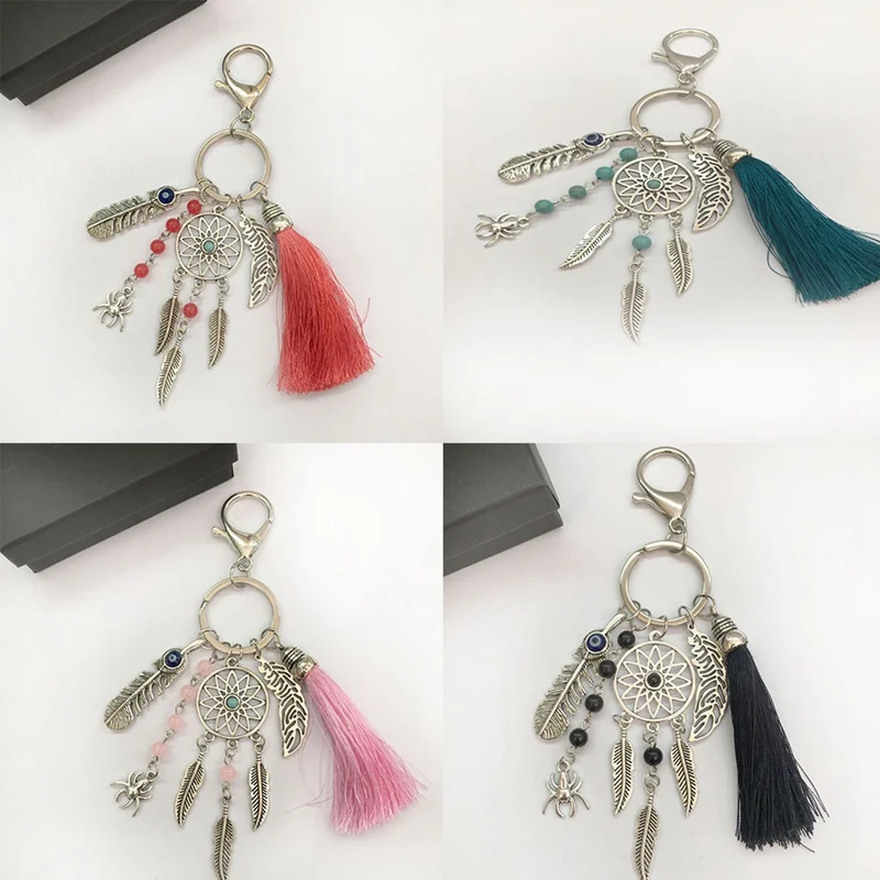 Богемный брелок Хранитель снов Мода Boho кисточка брелок для ключей с перьями декор для салона автомобиля аксессуары