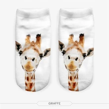 Meias, 3D, женские носки, повседневные, милые, Harajuku, забавные, животные, жираф, носки унисекс, короткие носки, несколько цветов