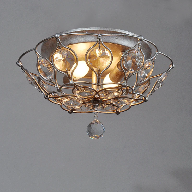 

American ceiling lamp bedroom lamp creative atmosphere crystal retro Iron Flower Restaurant balcony study ceiling light ZA81032