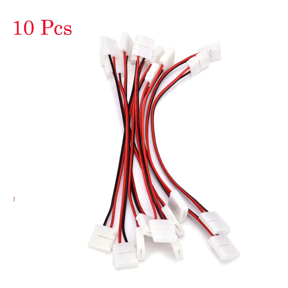 

8mm/10 Mm 2 Pin Led Strip Connector For Single Color Led Strip 3528/5050 Easy Connect No Need Soldering Connectors 10Pcs/lot